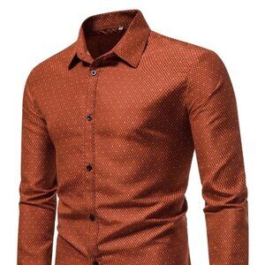 Orange Mens Button Down Shirt